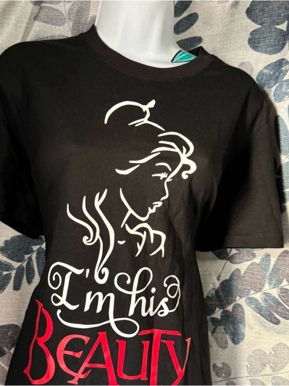 Black Graphic Tee - 'I'm His Beauty' for Women